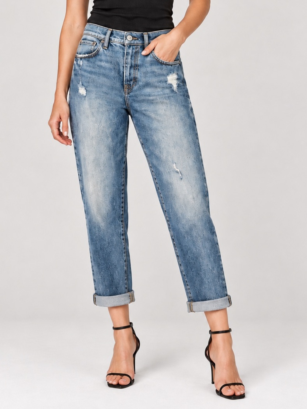 Abercrombie The Boyfriend Mid Rise Jeans 25 Blue Raw Hem Distressed